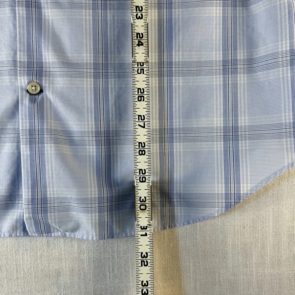 Banana Republic Non-Iron Slim‎ Fit Large Blue Plaid Long Sleeve  Button Up Shirt